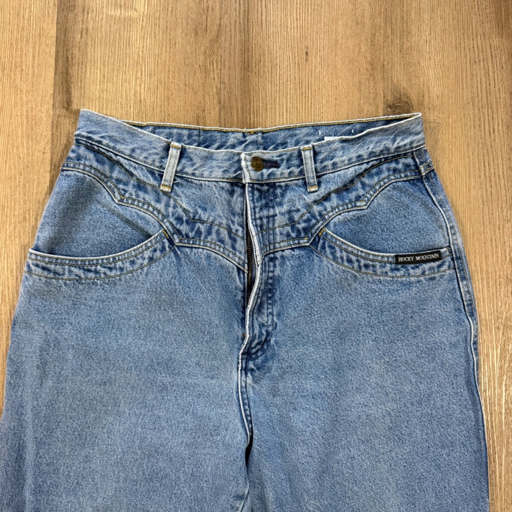 Vintage Rocky Mountain High Waist Western Jeans Medium Wash Size 15/16 USA Made - Picture 2 of 7